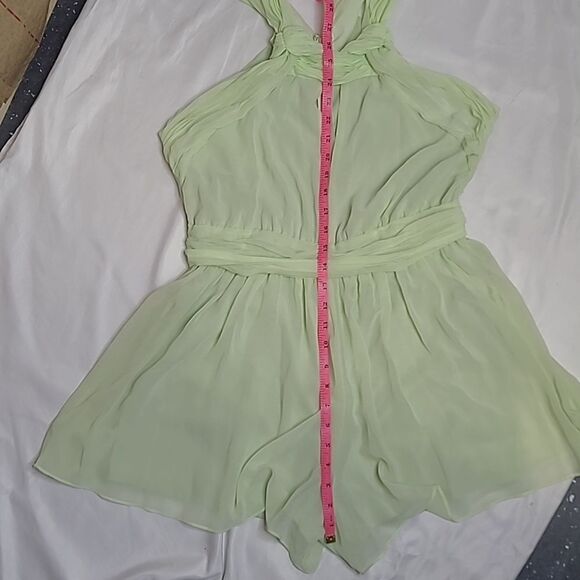MUSTARD SEED light green sleeveless chiffon keyhole romper playsuit L - Picture 10 of 12